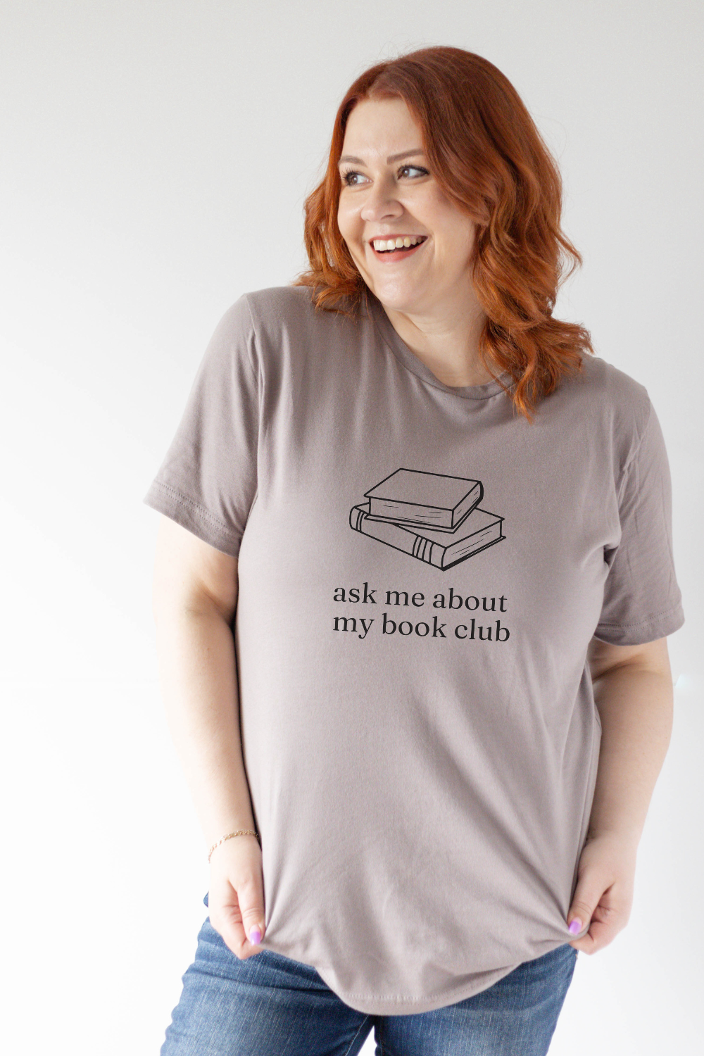 Ask Me About My Book Club Shirt-Tee Shirt-Caffeine + Carbs-Pebble-XS-Caffeine + Carbs