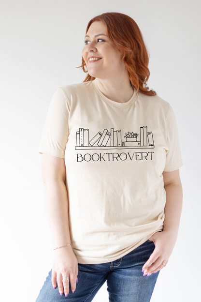 Booktrovert T-Shirt-Tee Shirt-Caffeine + Carbs-Soft Cream-XS-Caffeine + Carbs