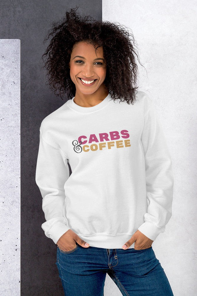 Carbs & Coffee Sweatshirt-Sweatshirt-Caffeine + Carbs-White-S-Caffeine + Carbs