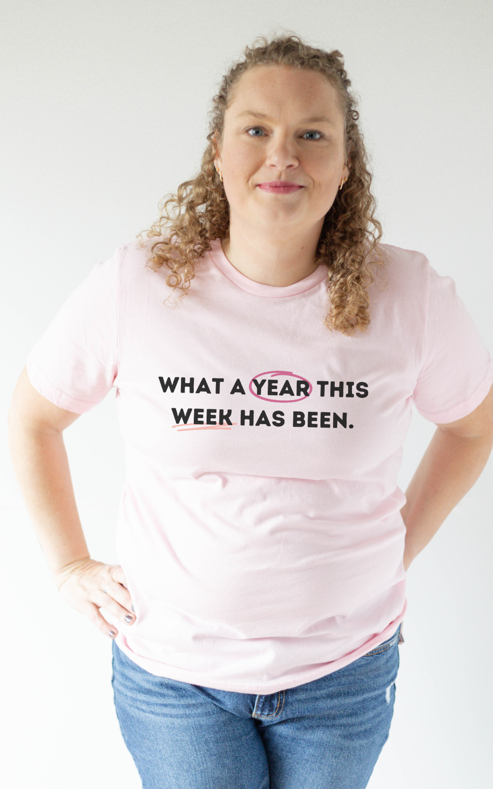 What A Year This Week Has Been Graphic Tee Shirt-Tee Shirt-Caffeine + Carbs-Pink-S-Caffeine + Carbs