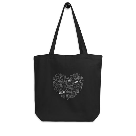 Black cotton tote bag for coffee lovers