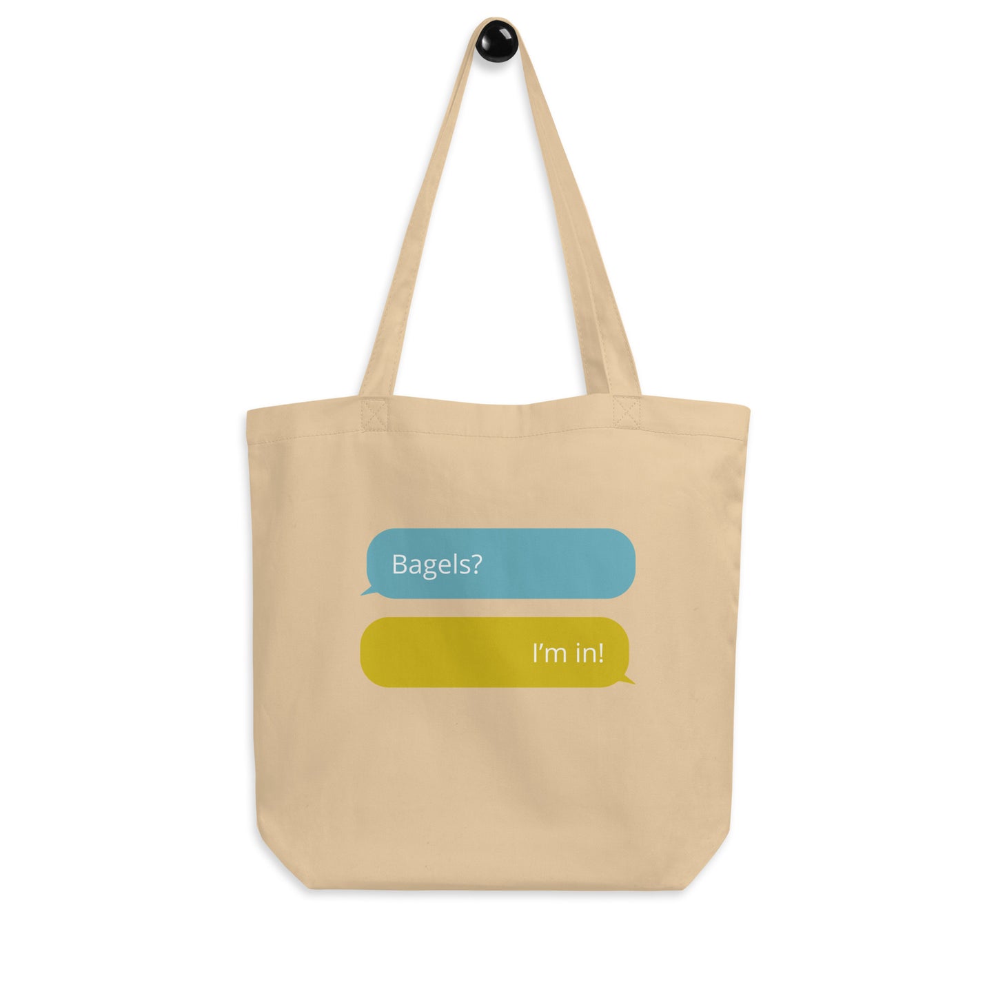 Tan colored cotton tote bag for bagel lovers